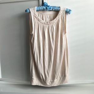 Loft gathered neck tank with banded bottom, size X-Small, cream with shimmer.